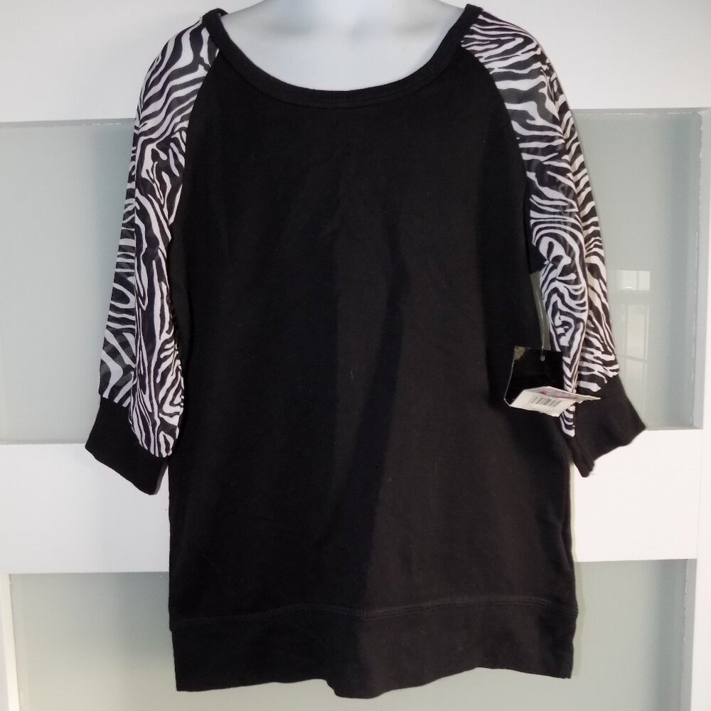 Jordache Black/White Soot Chiffon Sleeve Top Size M (7/8) Girl's NEW